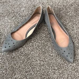 Gray Leather Corso Como Flats
